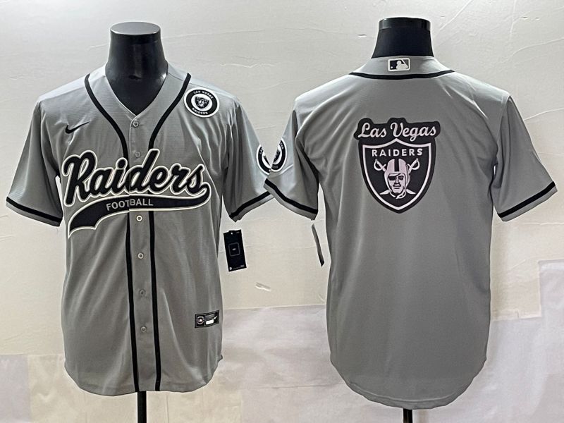 Men 2025 Oakland Raiders Blank Grey Joint Name Nike Limited NFL Jersey style 15